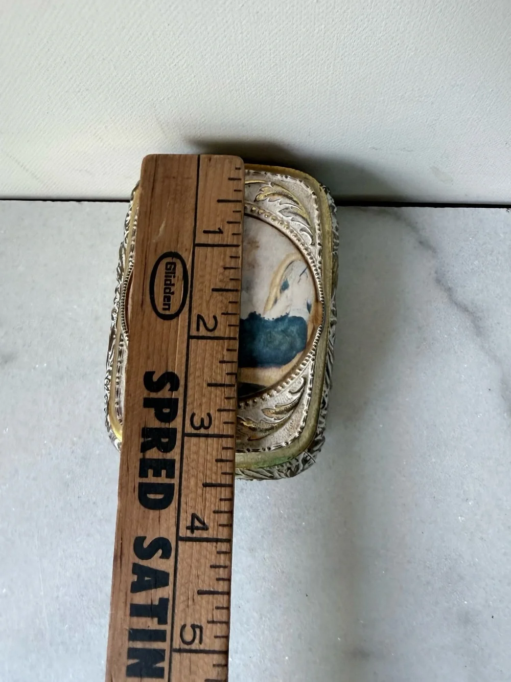 vintage jewelry box is a Victorian Girl Trinket Box a gold metal frame